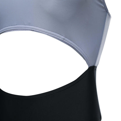 Silver-Violet - Lifestyle - Adidas Womens-Ladies Colour Block One Piece Swimsuit