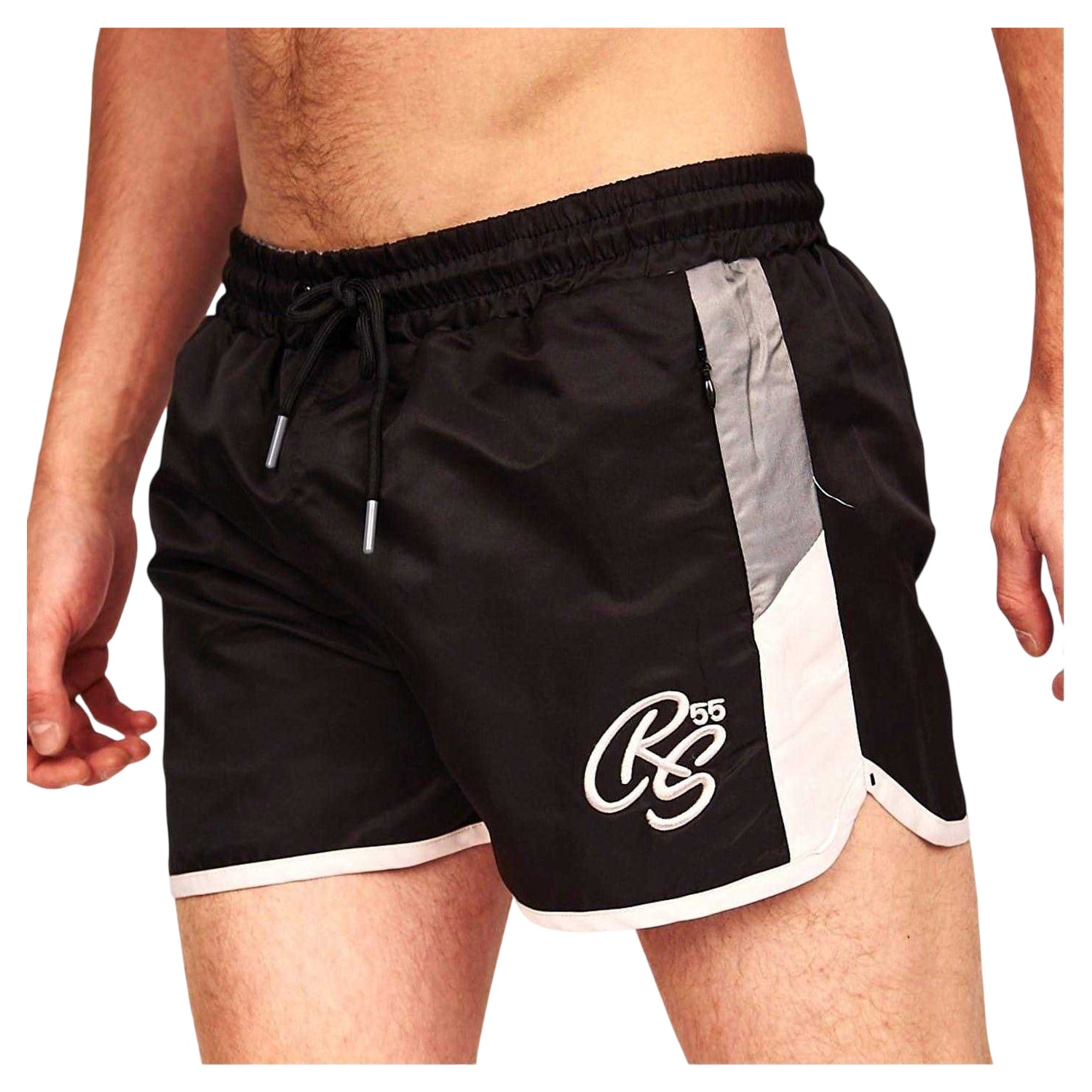Black - Front - Crosshatch Mens Barli Swim Shorts