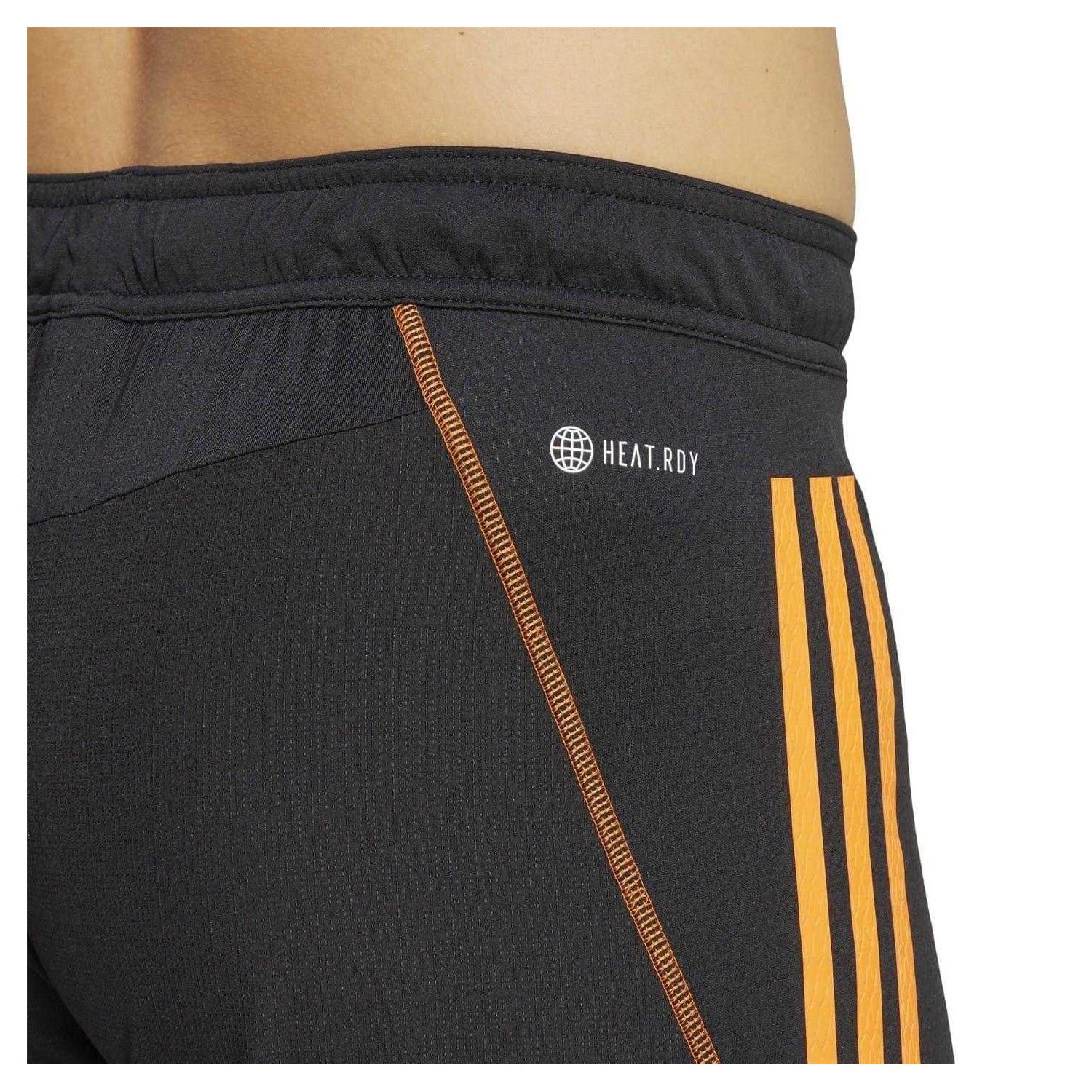 Black-Orange - Back - Adidas Mens 3 Stripes Training Shorts