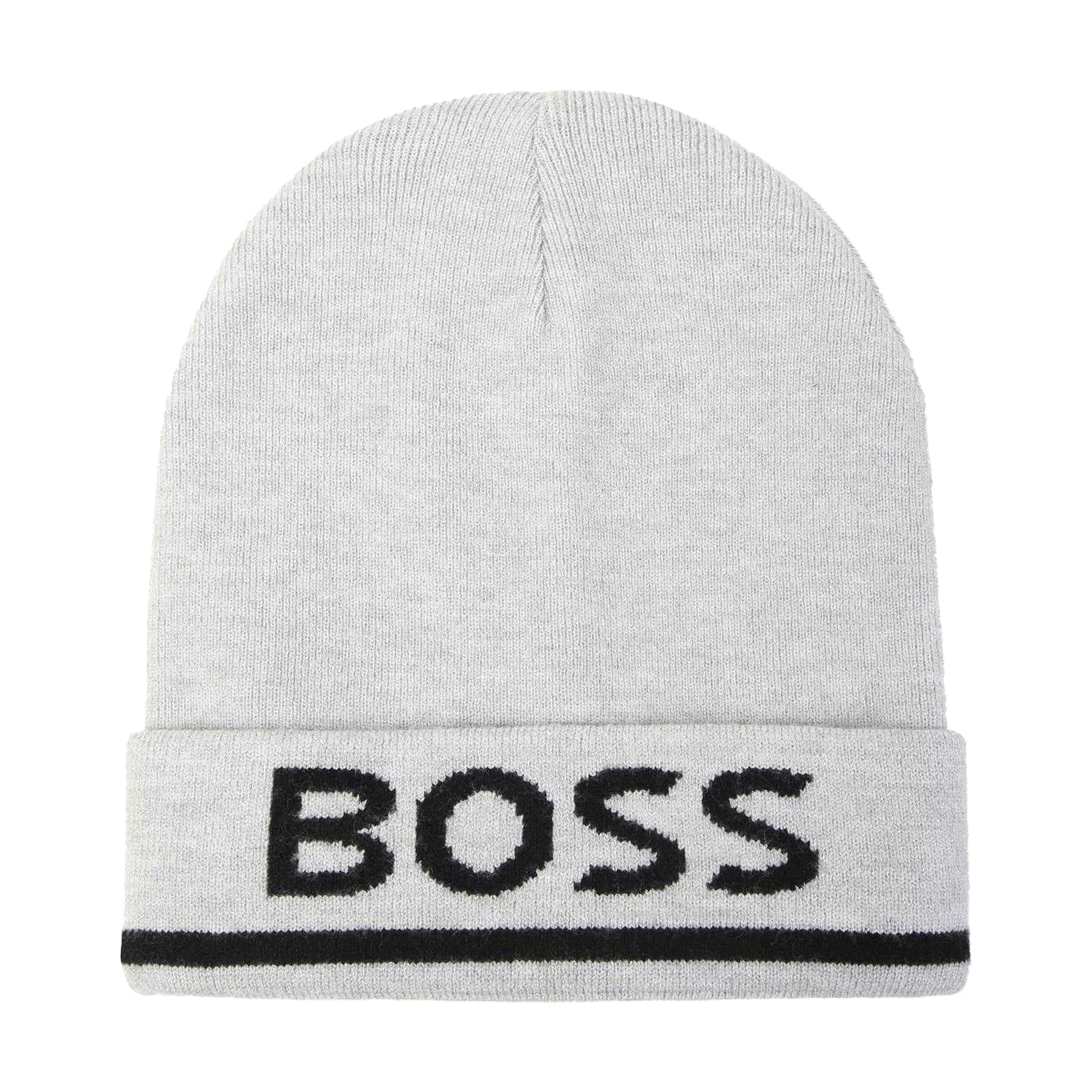 Grey - Front - Boss Boys Logo Beanie