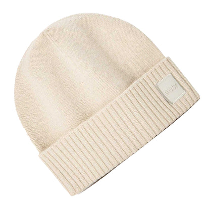 Light Beige - Back - Boss Mens Akaio Wool Beanie
