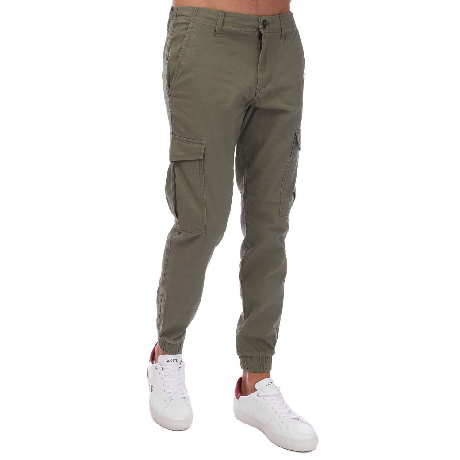 Olive - Front - Jack And Jones Mens Marco Cuffed Cargo Trousers