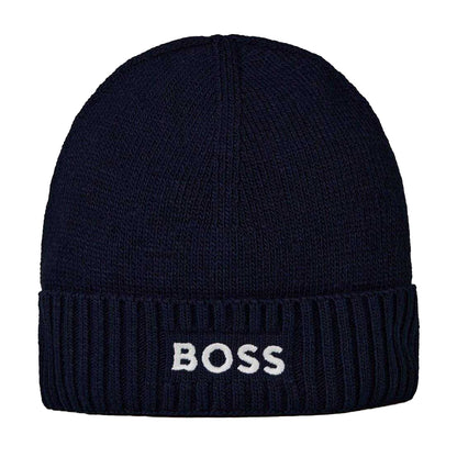 Black - Front - Boss Unisex Adult Asport Wordmark Ribbed Beanie