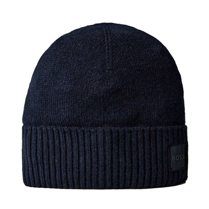 Blue - Front - Boss Unisex Adult Ribbed Winter Beanie