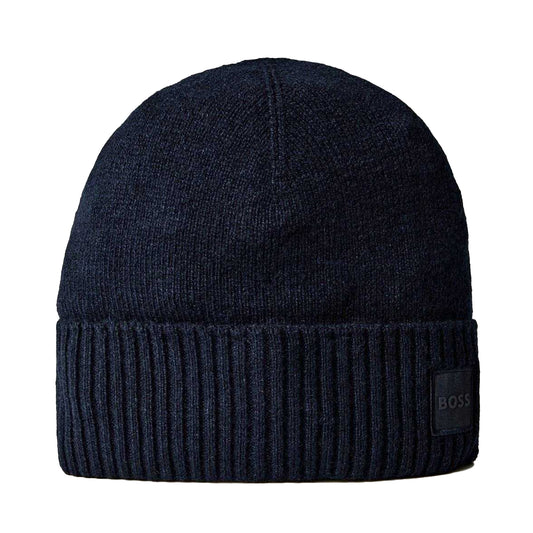 Blue - Front - Boss Unisex Adult Ribbed Winter Beanie