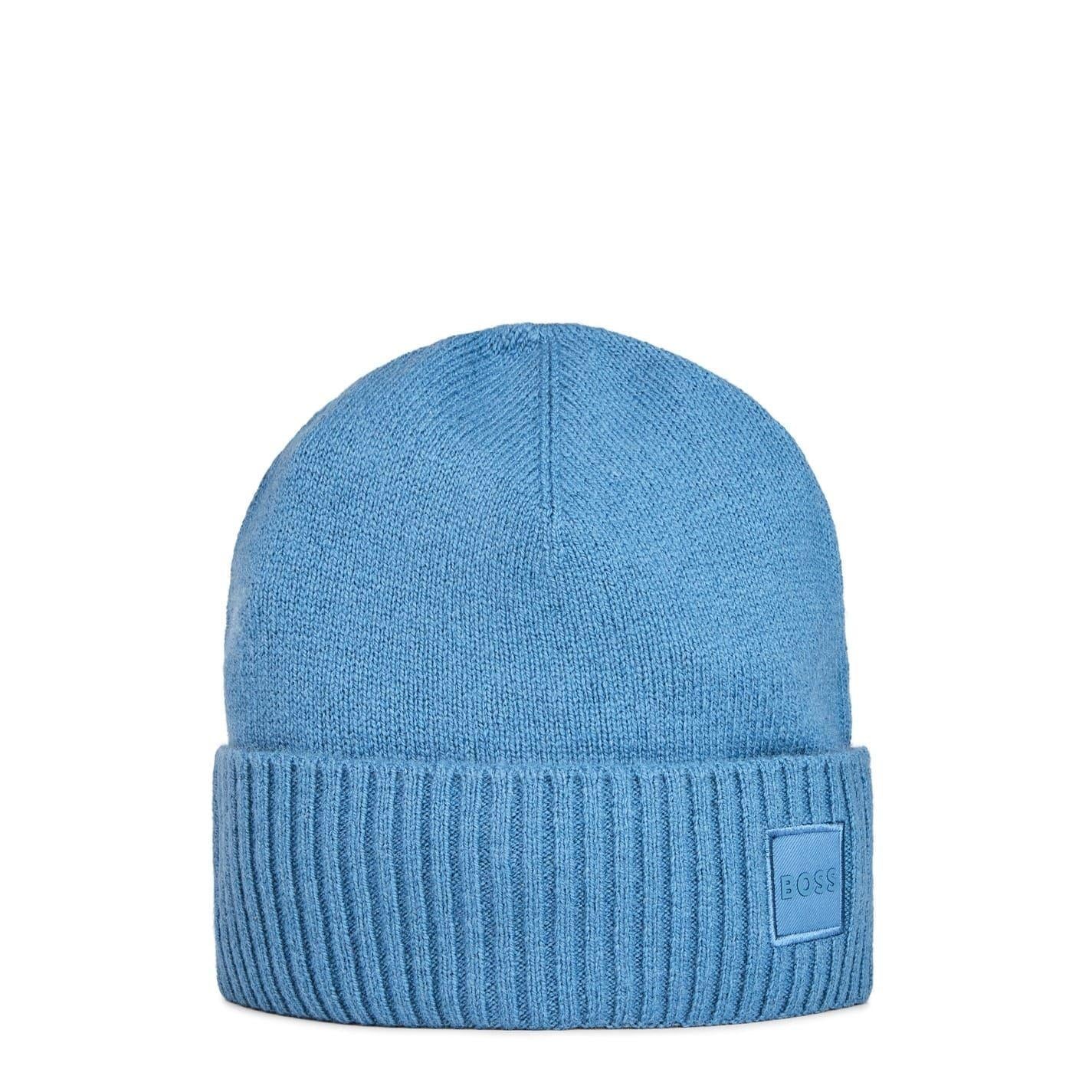 Sky Blue - Front - Boss Unisex Adult Ribbed Winter Beanie