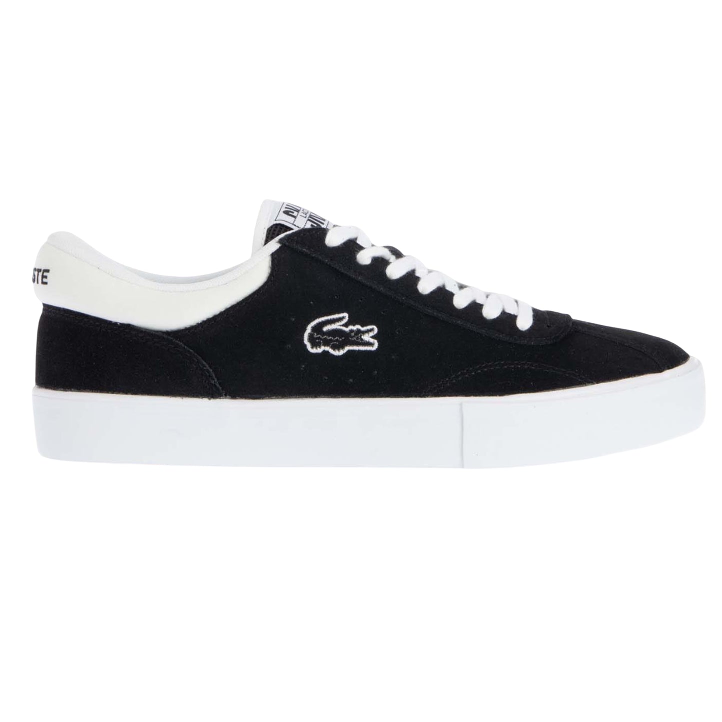 Black-White - Side - Lacoste Unisex Adult Trackserve Suede Trainers