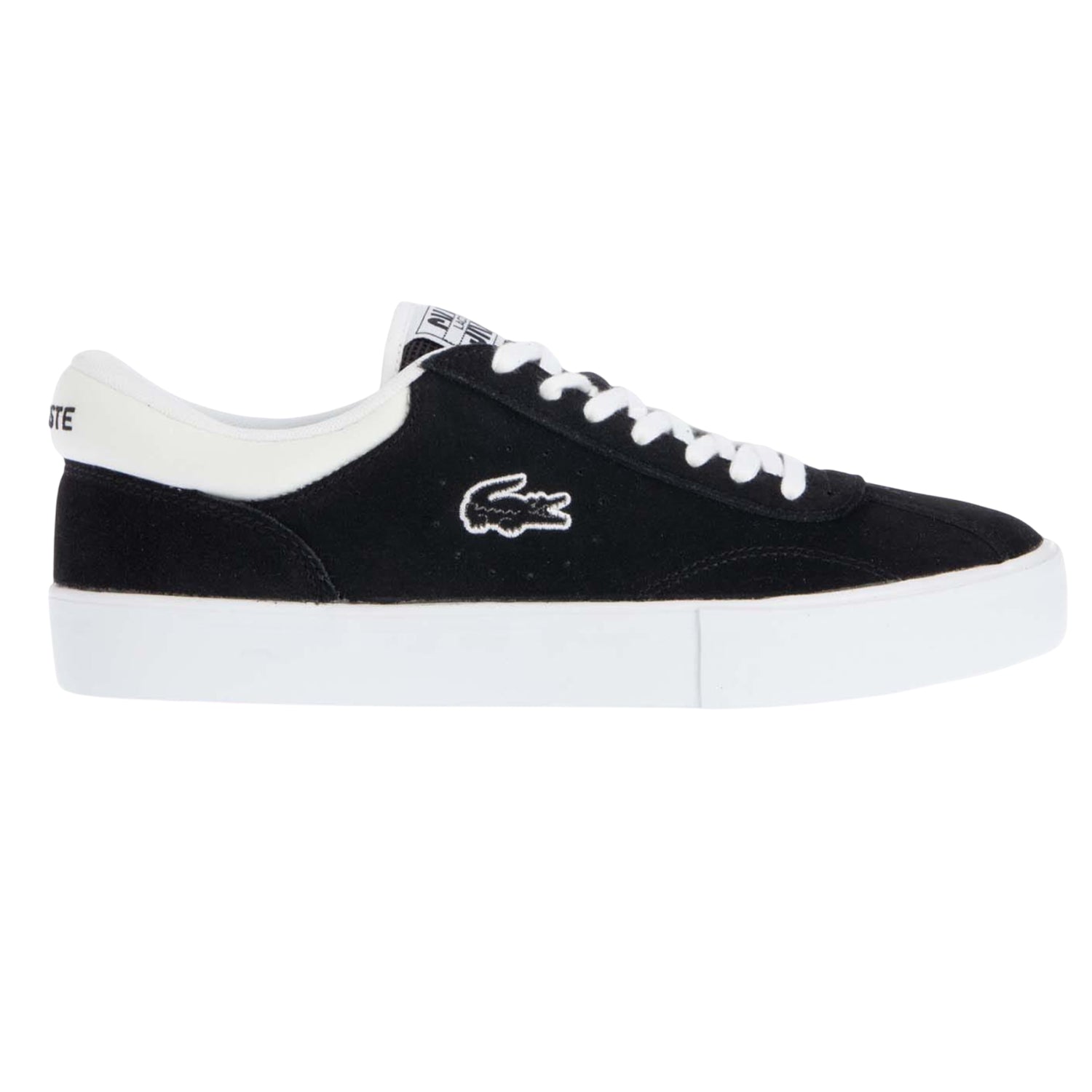 Black-White - Side - Lacoste Unisex Adult Trackserve Suede Trainers