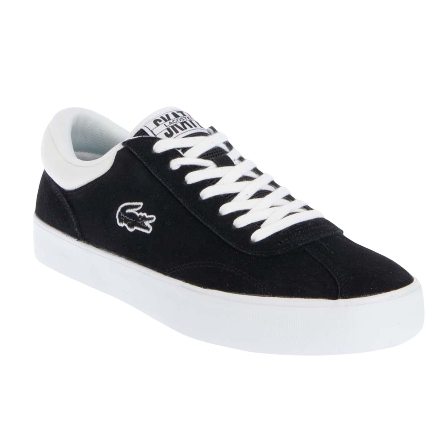 Black-White - Front - Lacoste Unisex Adult Trackserve Suede Trainers