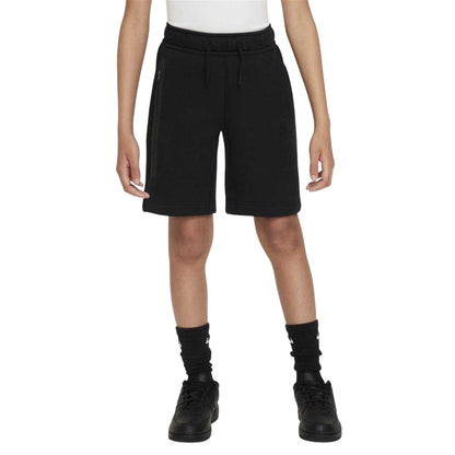 Black - Side - Nike Childrens-Kids Tech Fleece Relaxed Fit Shorts