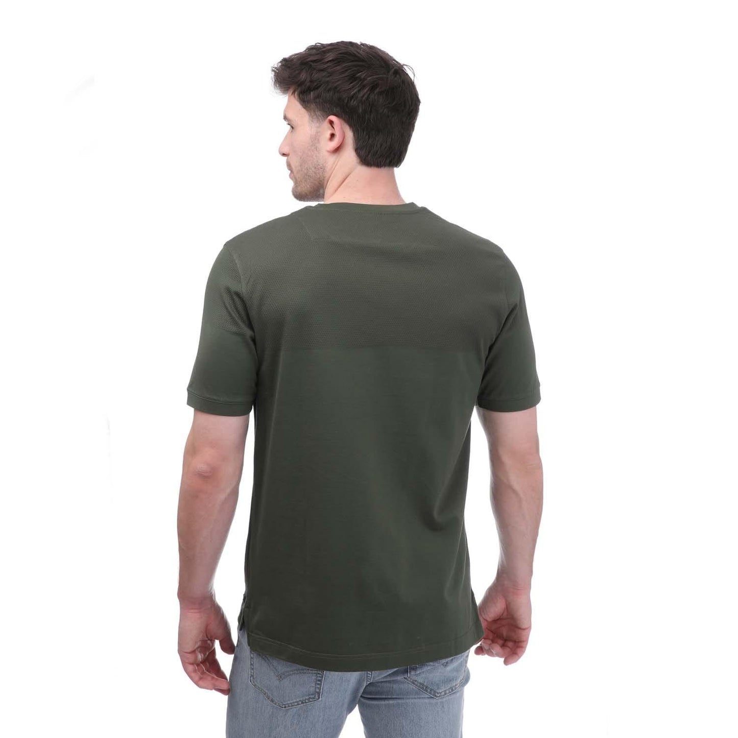 Green - Back - Mercery Mens Lacer Split Micro Stitch T-Shirt