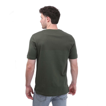 Green - Back - Mercery Mens Lacer Split Micro Stitch T-Shirt