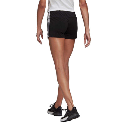 Black-White - Back - Adidas Womens-Ladies Essentials 3 Stripes Shorts
