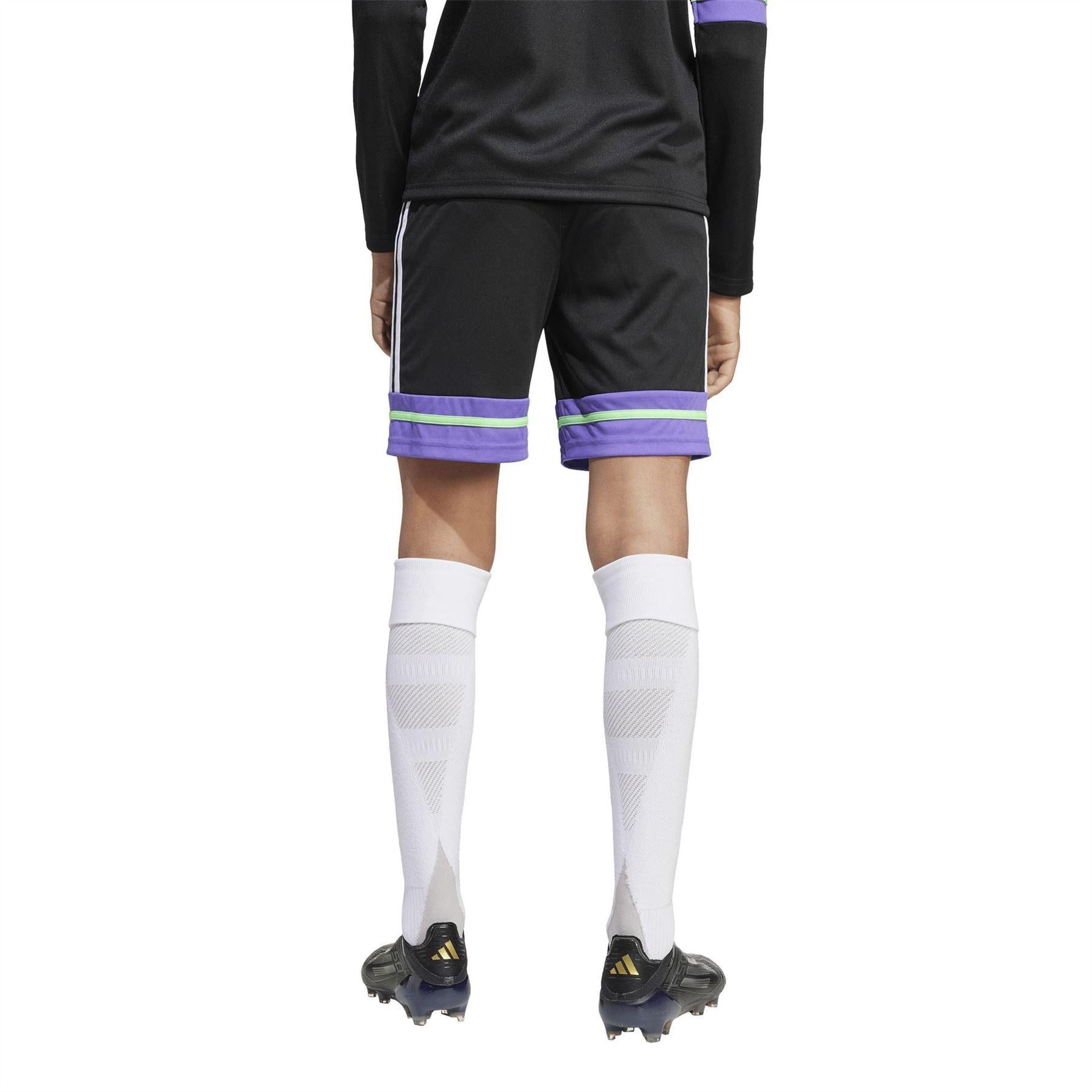 Black-Purple - Back - Adidas Childrens-Kids F50 Drawstring Waist Shorts