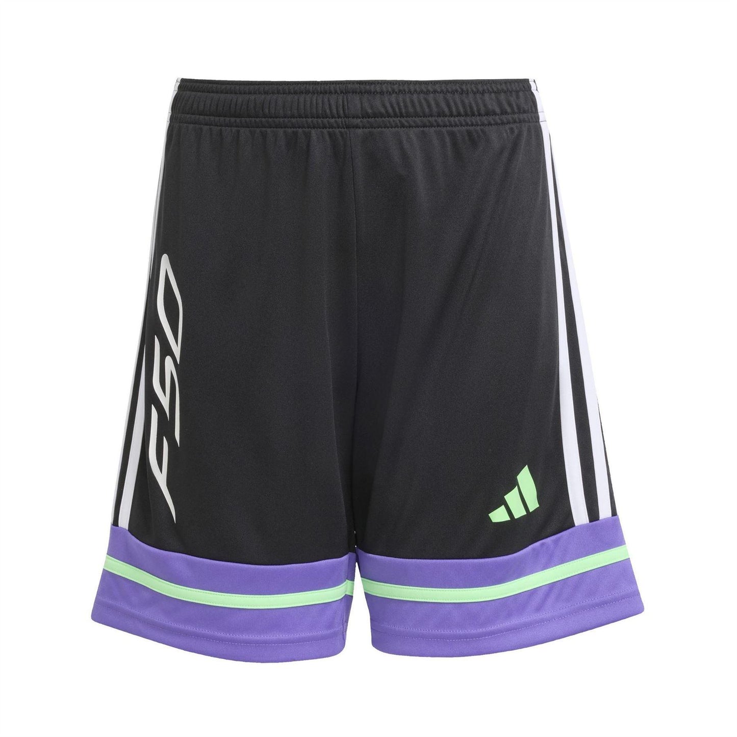 Black-Purple - Front - Adidas Childrens-Kids F50 Drawstring Waist Shorts