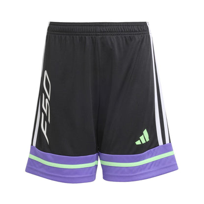 Black-Purple - Front - Adidas Childrens-Kids F50 Drawstring Waist Shorts