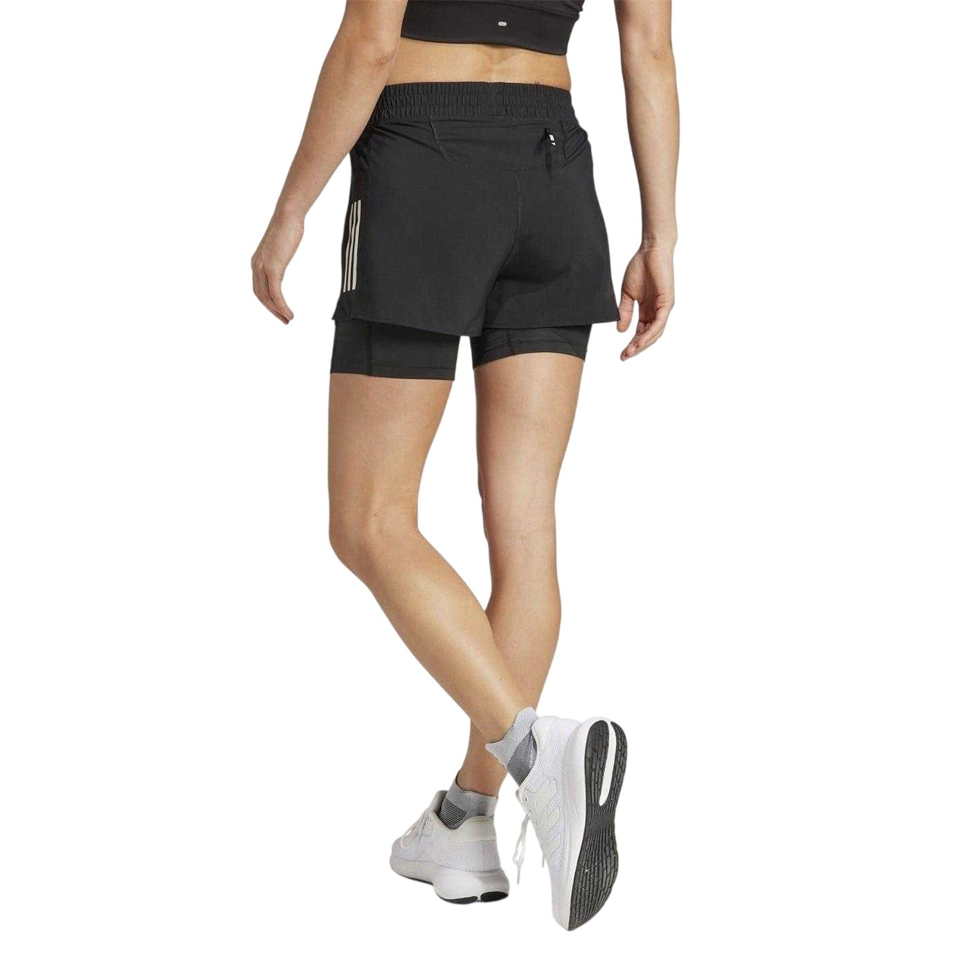 Black - Back - Adidas Womens-Ladies Own The Run 2 in 1 Running Shorts