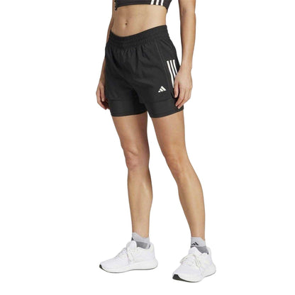 Black - Side - Adidas Womens-Ladies Own The Run 2 in 1 Running Shorts