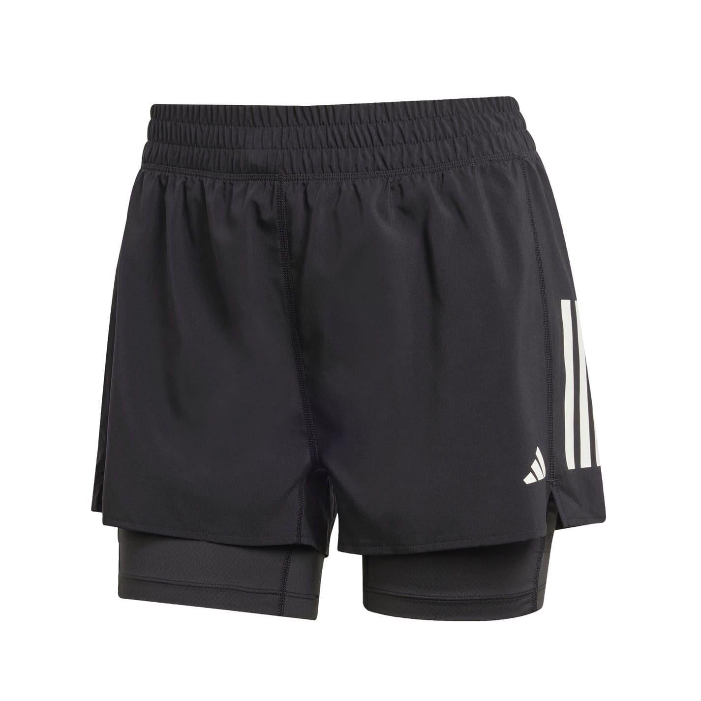 Black - Front - Adidas Womens-Ladies Own The Run 2 in 1 Running Shorts