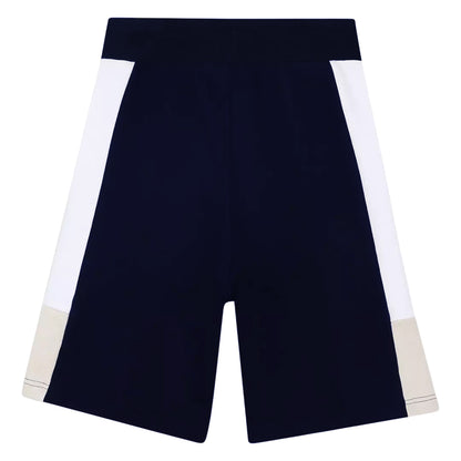 Navy - Back - Boss Childrens-Kids Colour Block Sweat Shorts