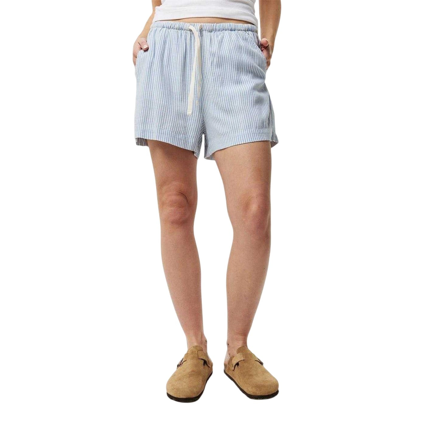 Blue - Side - Jack Wills Womens-Ladies Viscose Striped Shorts