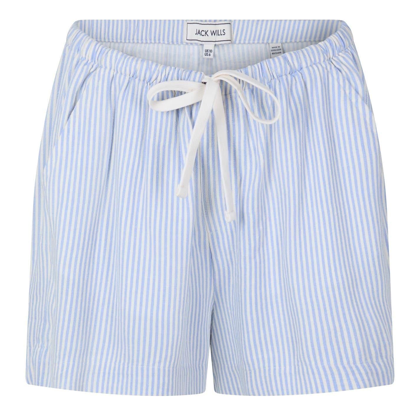 Blue - Front - Jack Wills Womens-Ladies Viscose Striped Shorts