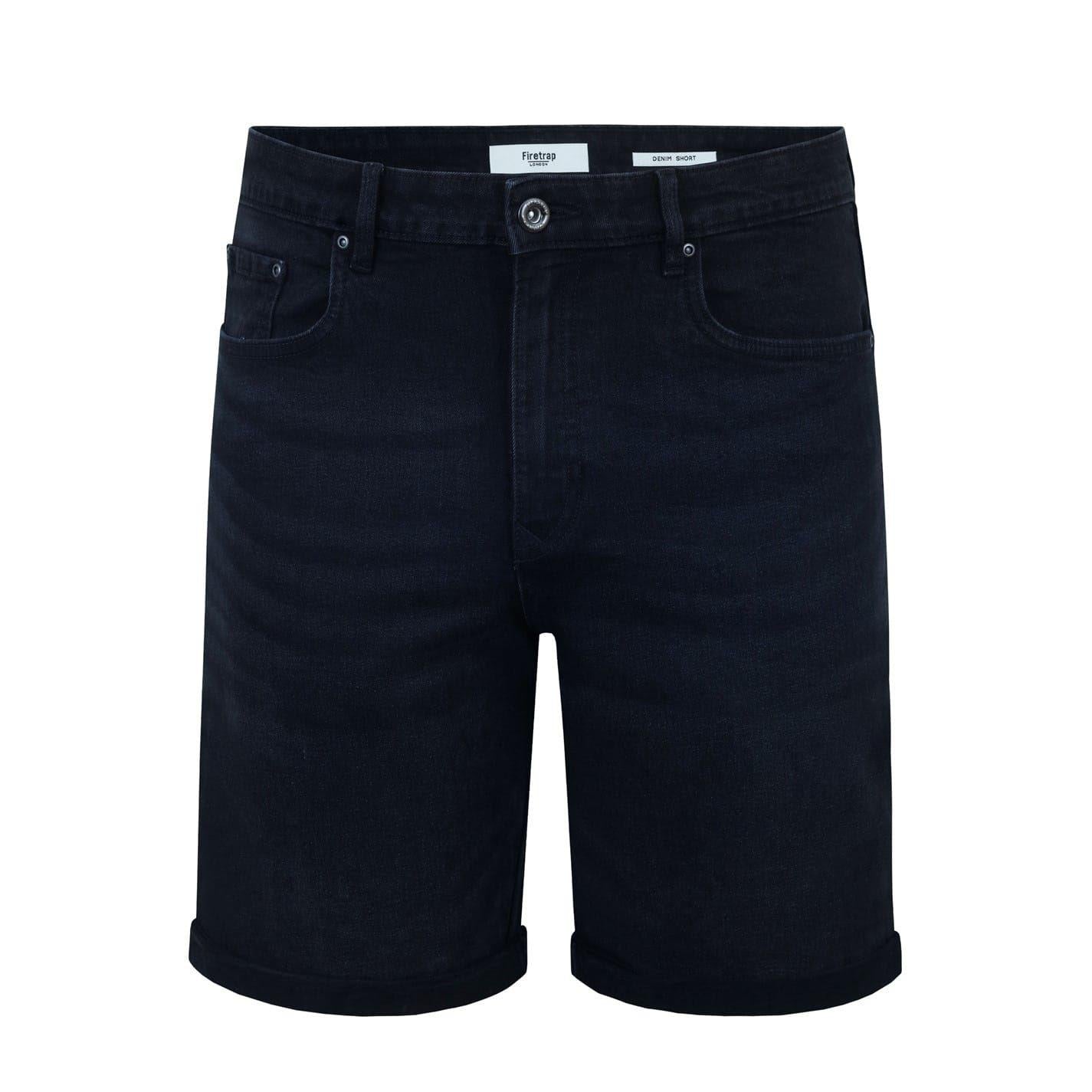 Black - Front - Firetrap Mens Denim Jean Shorts