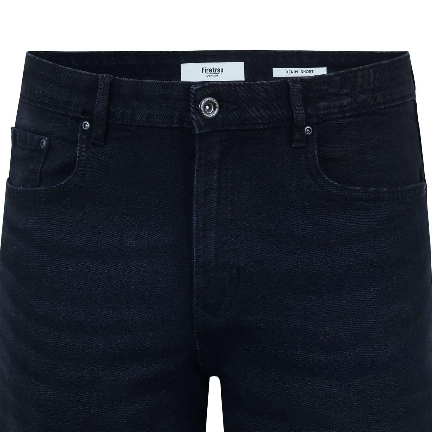 Black - Side - Firetrap Mens Denim Jean Shorts