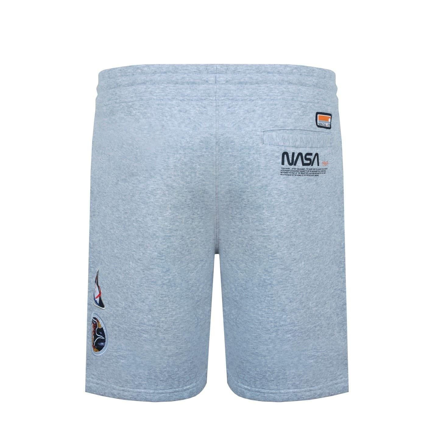 Grey Marl - Back - SoulCal Mens Fleece NASA Sweat Shorts