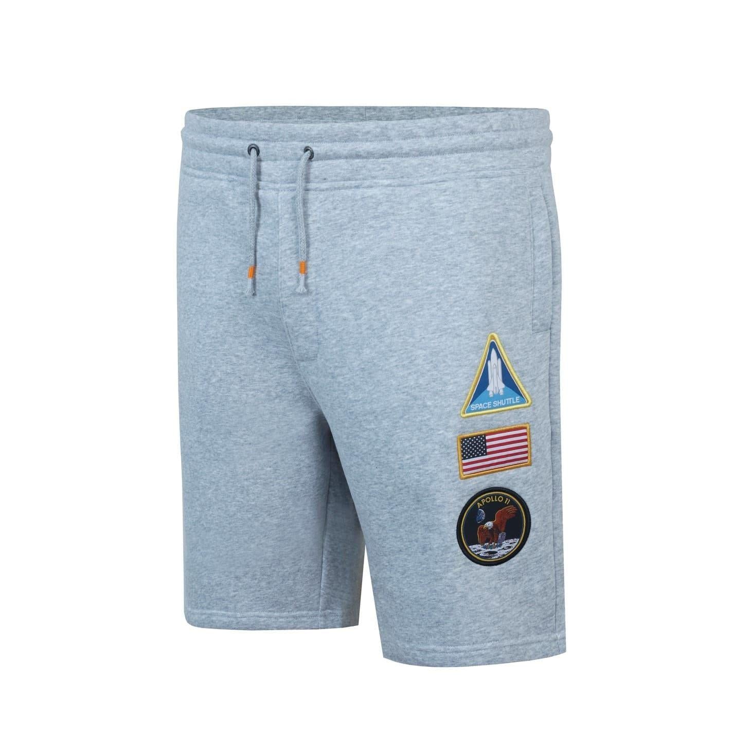 Grey Marl - Side - SoulCal Mens Fleece NASA Sweat Shorts