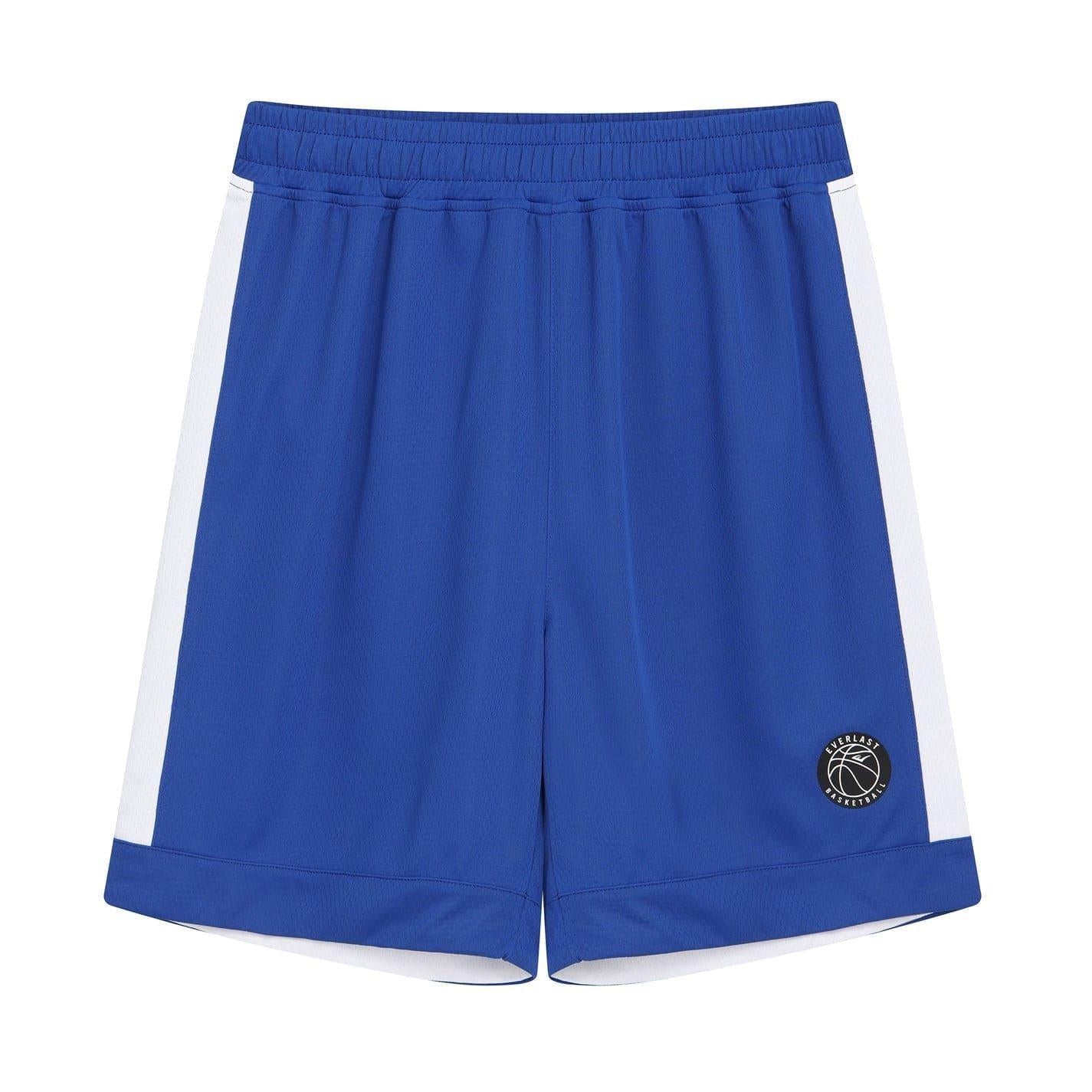 Blue-White - Front - Everlast Childrens-Kids Side Panels Basketball Shorts