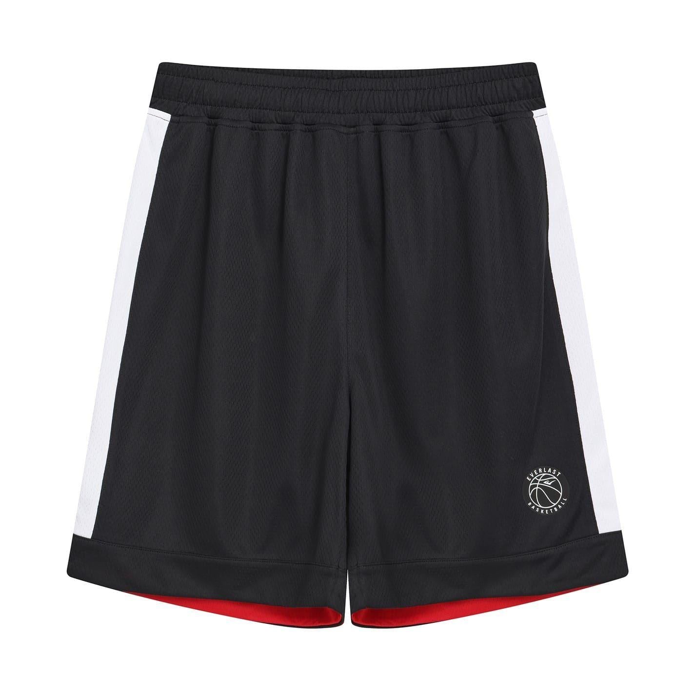 Black-Red - Front - Everlast Childrens-Kids Side Panels Basketball Shorts