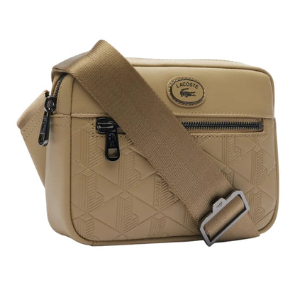 Beige - Side - Lacoste Nomogramme Leather Reporter Bag