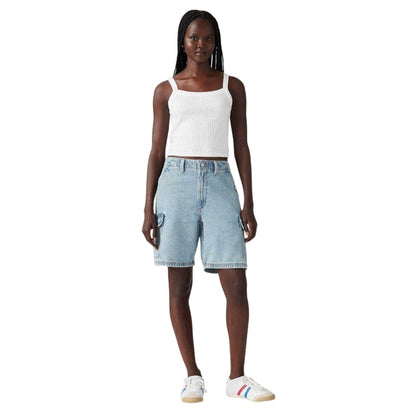 Blue - Side - Levis Unisex Adult Stone Wash Cargo Shorts