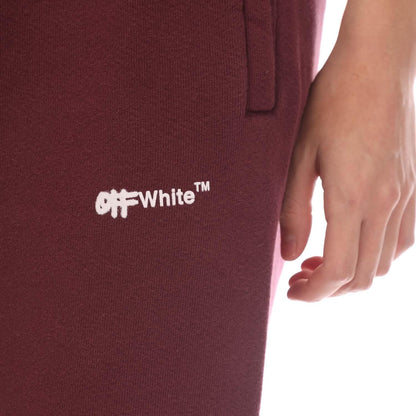 Burgundy - Side - Off White Womens-Ladies Spray Helvetica Cuffed Sweatpants
