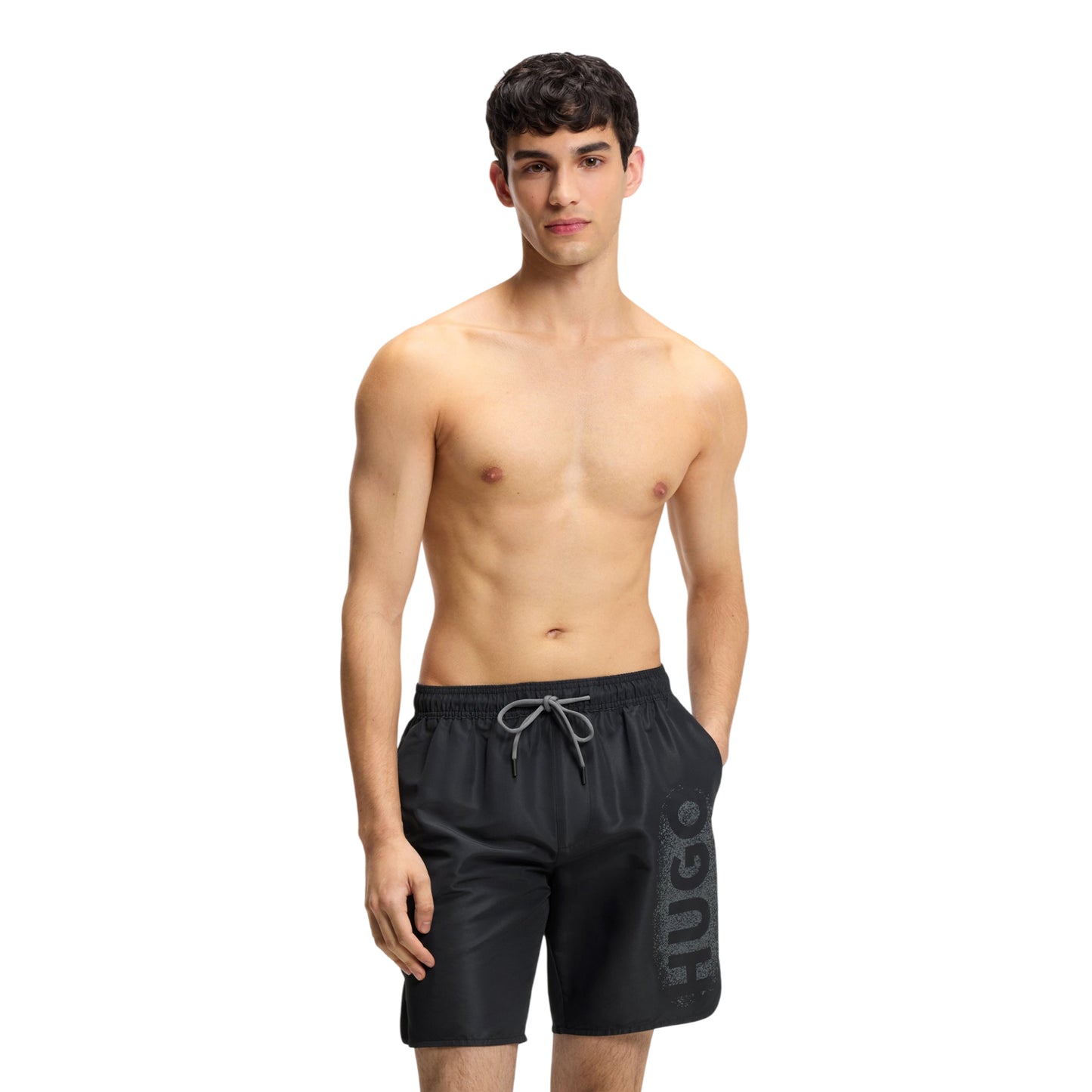 Black - Side - Hugo Mens Spray Quick Dry Swim Shorts