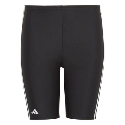 Black-White - Front - Adidas Boys 3 Stripes Jammer Shorts