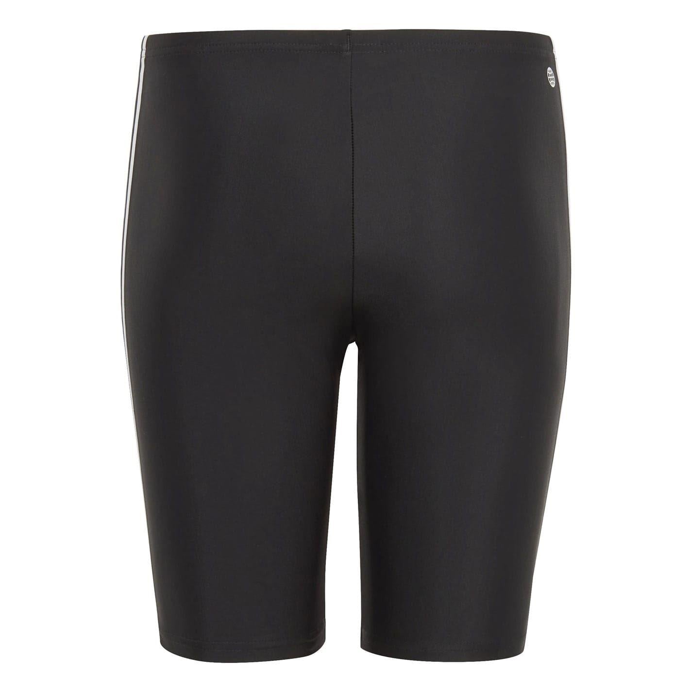 Black-White - Back - Adidas Boys 3 Stripes Jammer Shorts