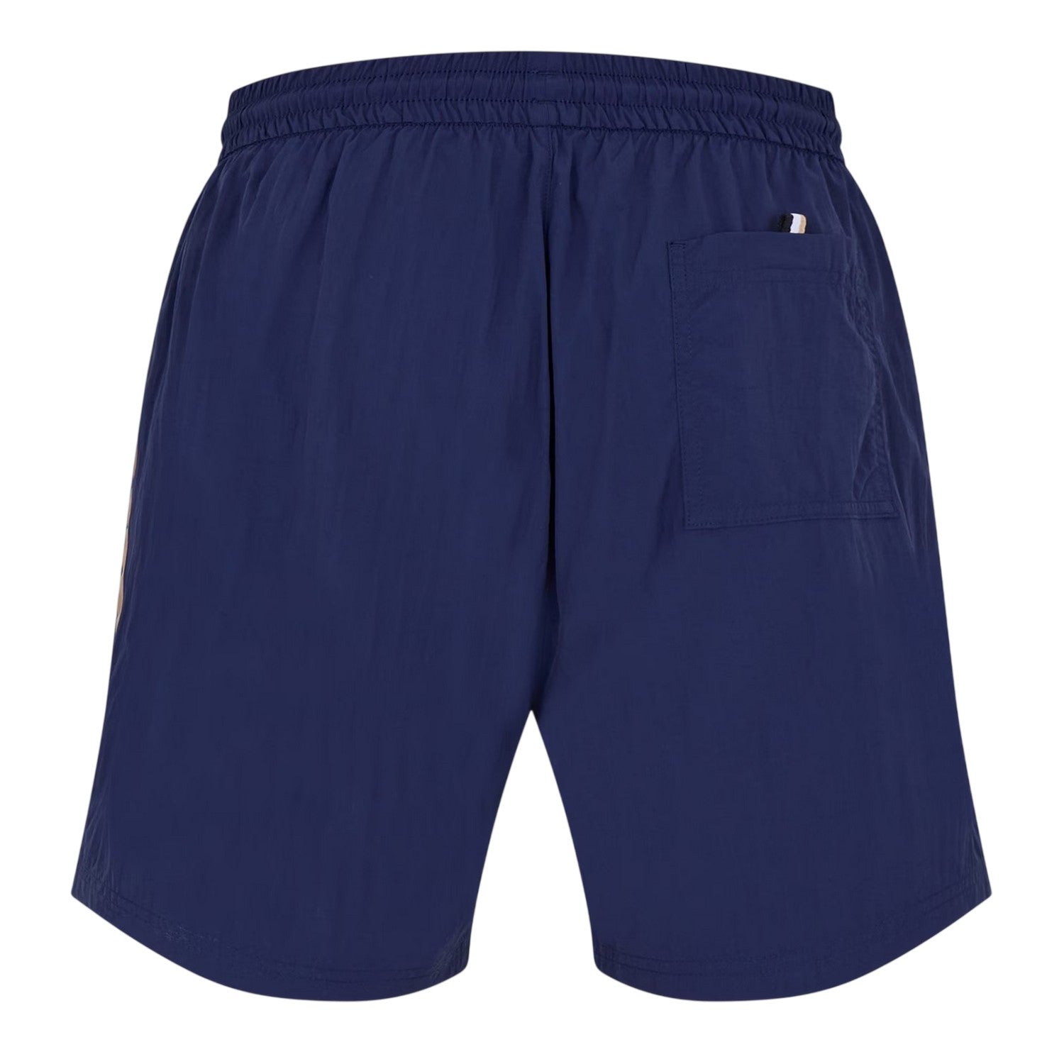 Navy - Back - Boss Mens Side Stripe Polyester Relaxed Fit Swim Shorts