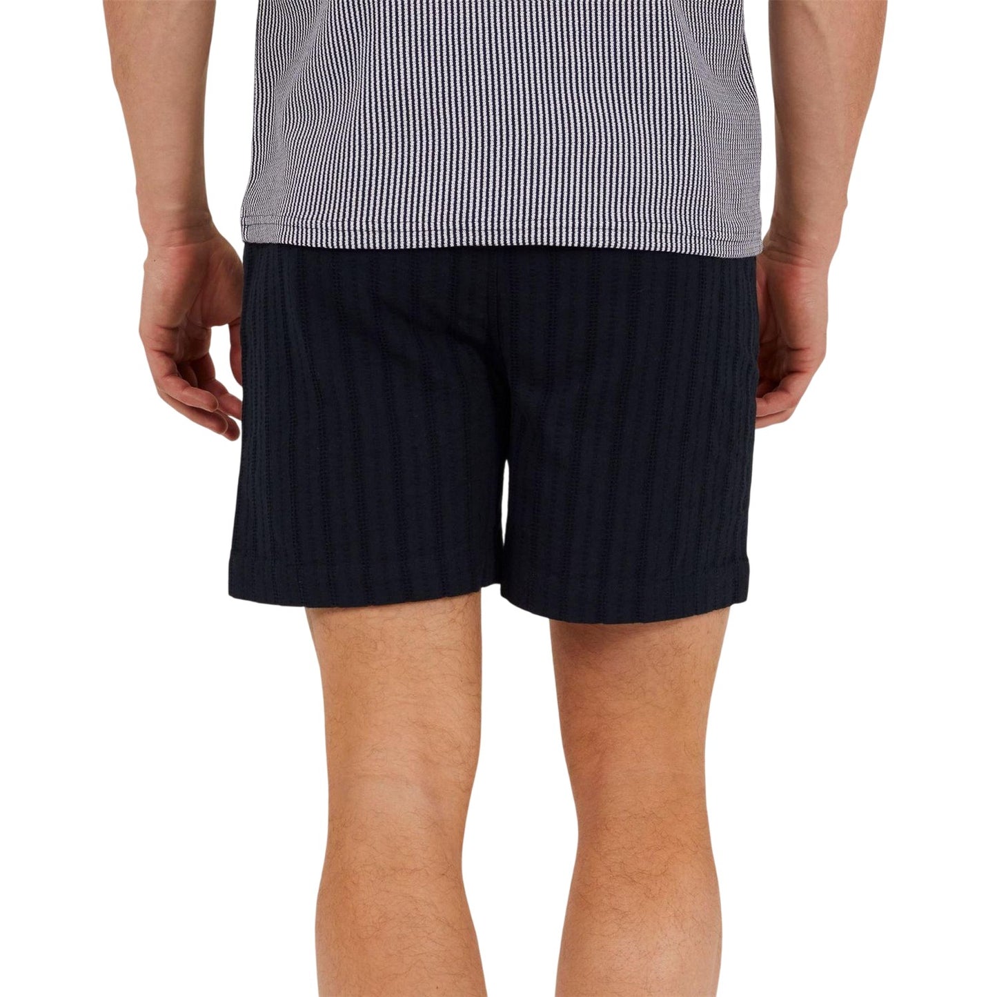 Navy - Back - Brave Soul Mens Woven Elasticated Track Shorts
