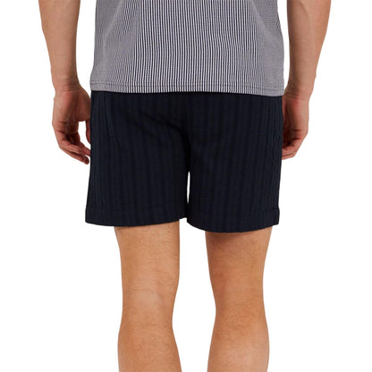 Navy - Back - Brave Soul Mens Woven Elasticated Track Shorts