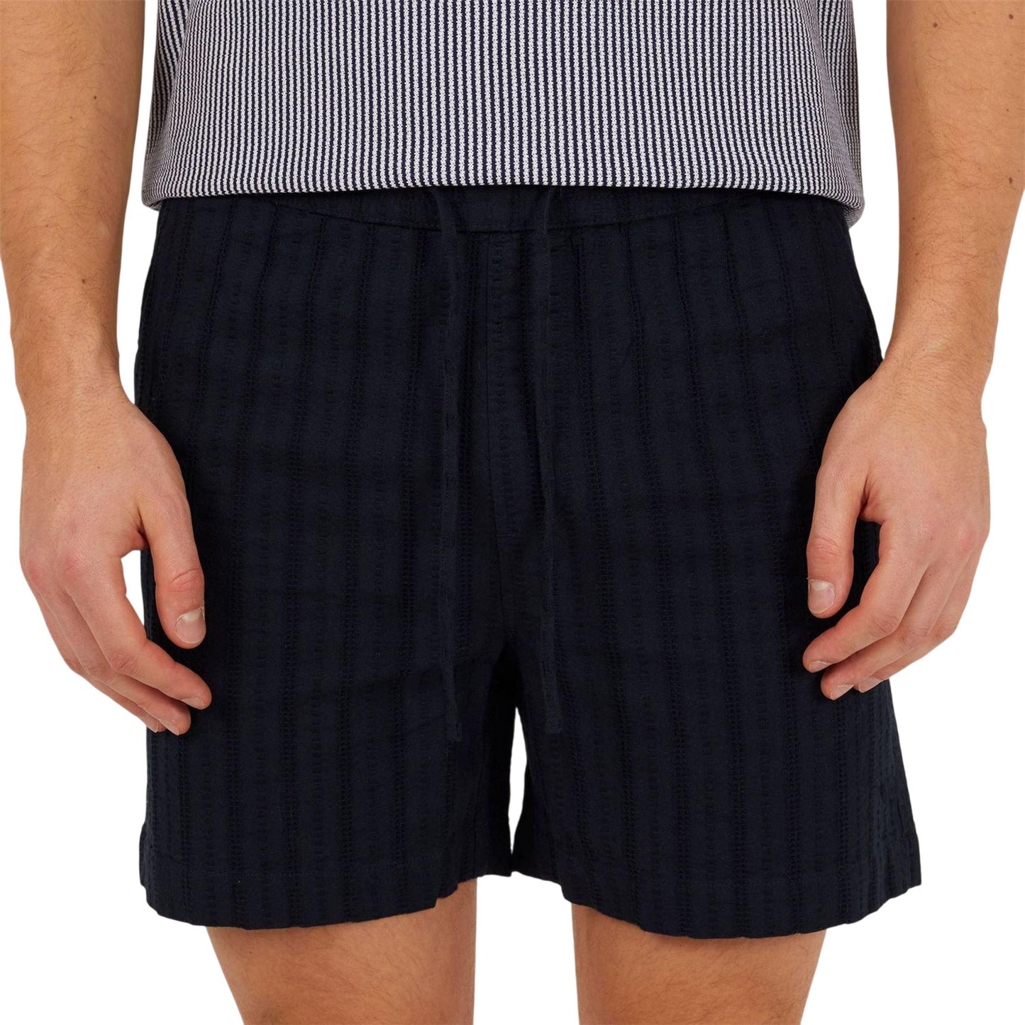 Navy - Front - Brave Soul Mens Woven Elasticated Track Shorts