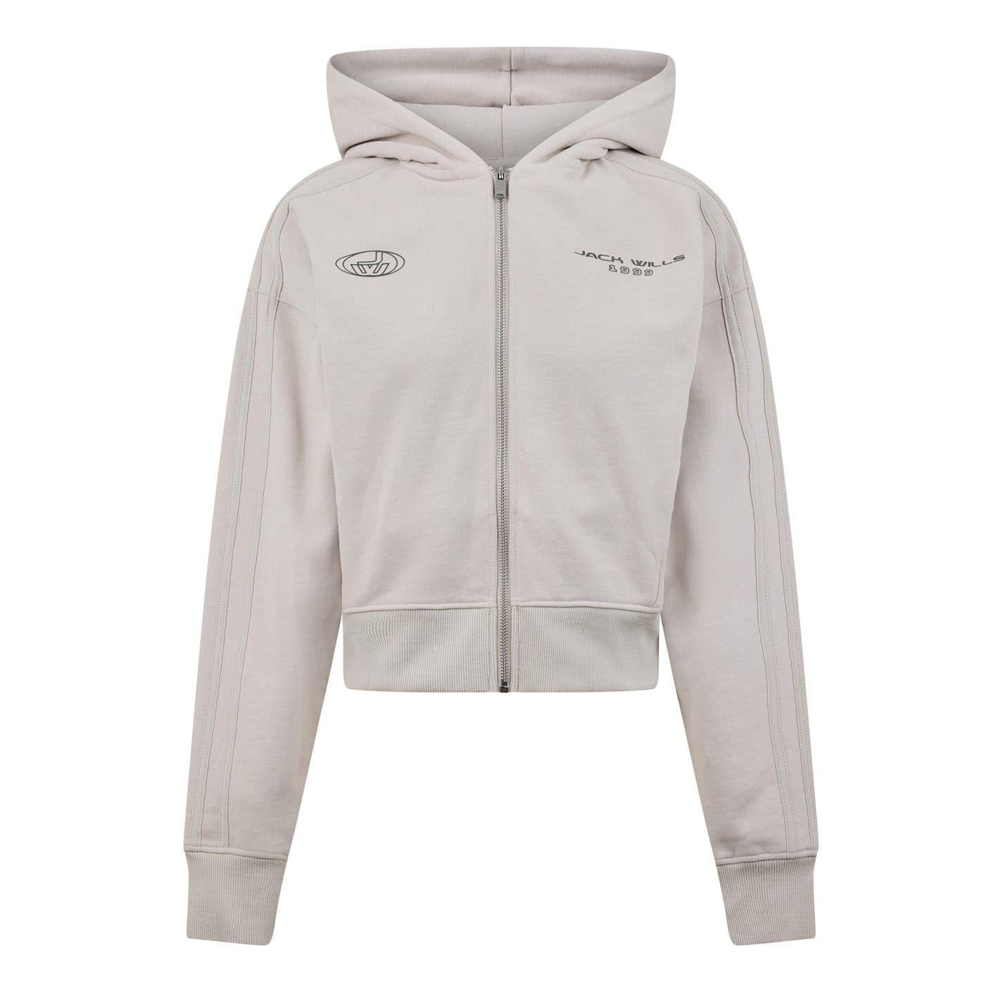 Stone - Front - Jack Wills Womens-Ladies Cotton Full Zip Hoodie