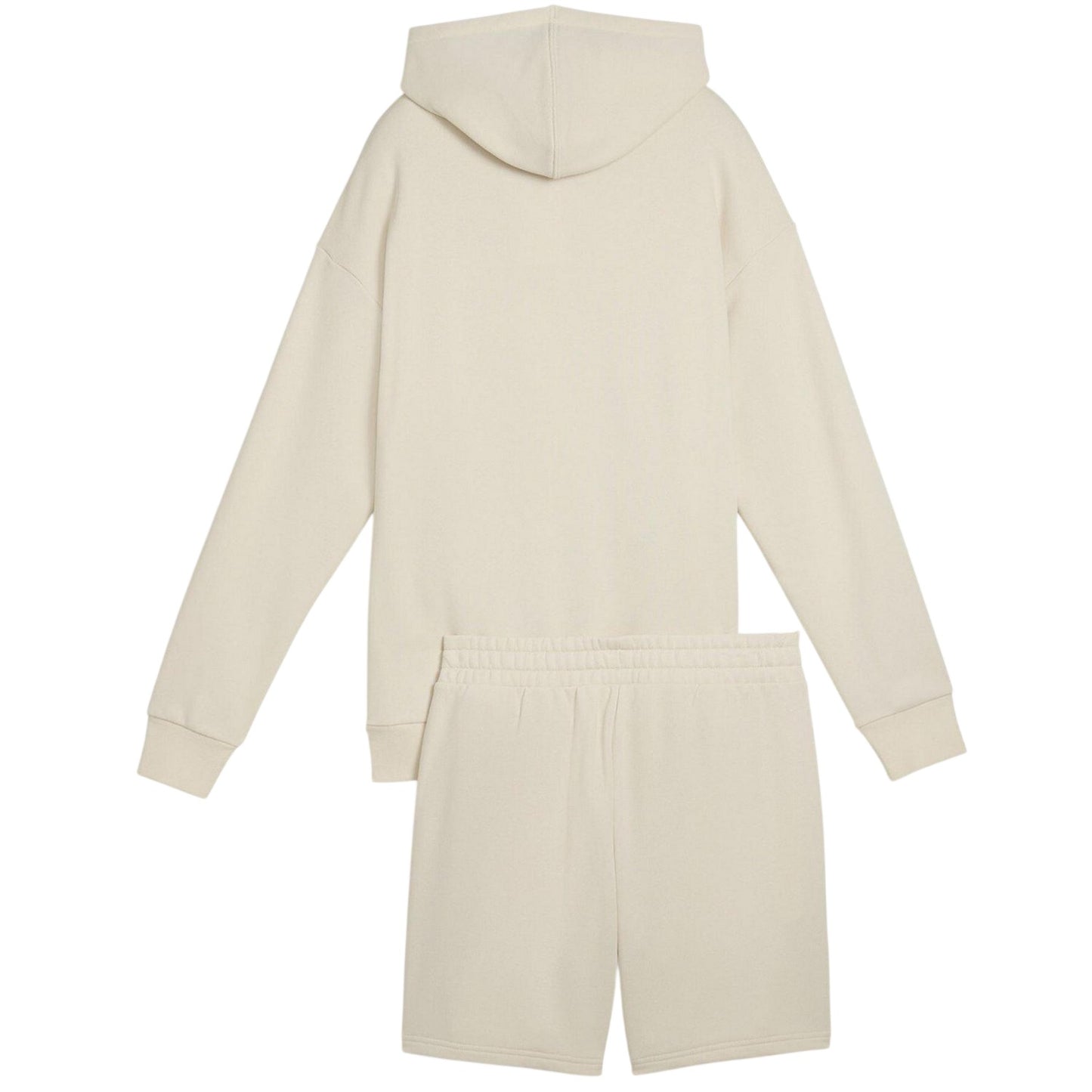 Alpine White - Back - Puma Womens-Ladies Hooded Relaxed Fit Sweatshirt and Shorts Set