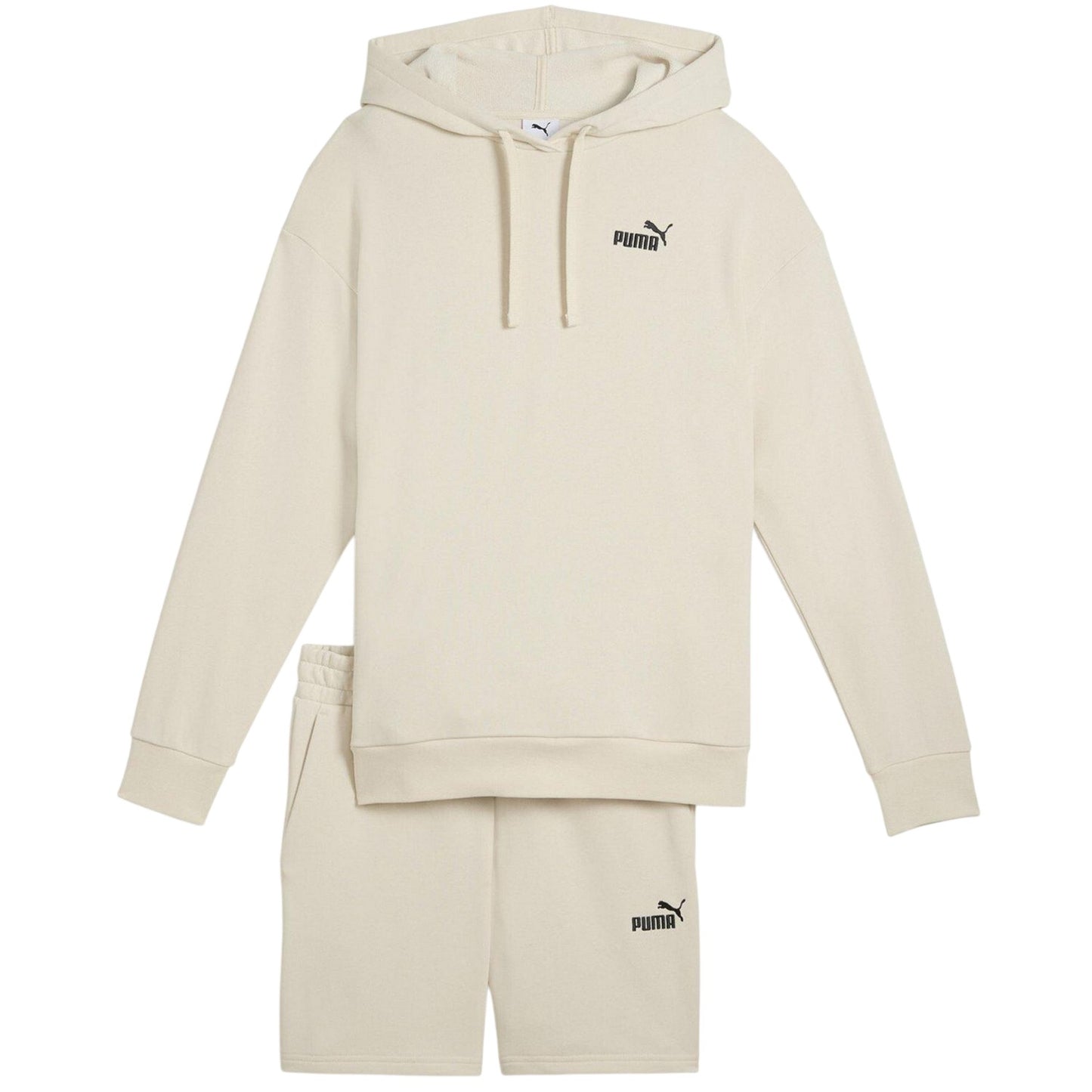 Alpine White - Front - Puma Womens-Ladies Hooded Relaxed Fit Sweatshirt and Shorts Set
