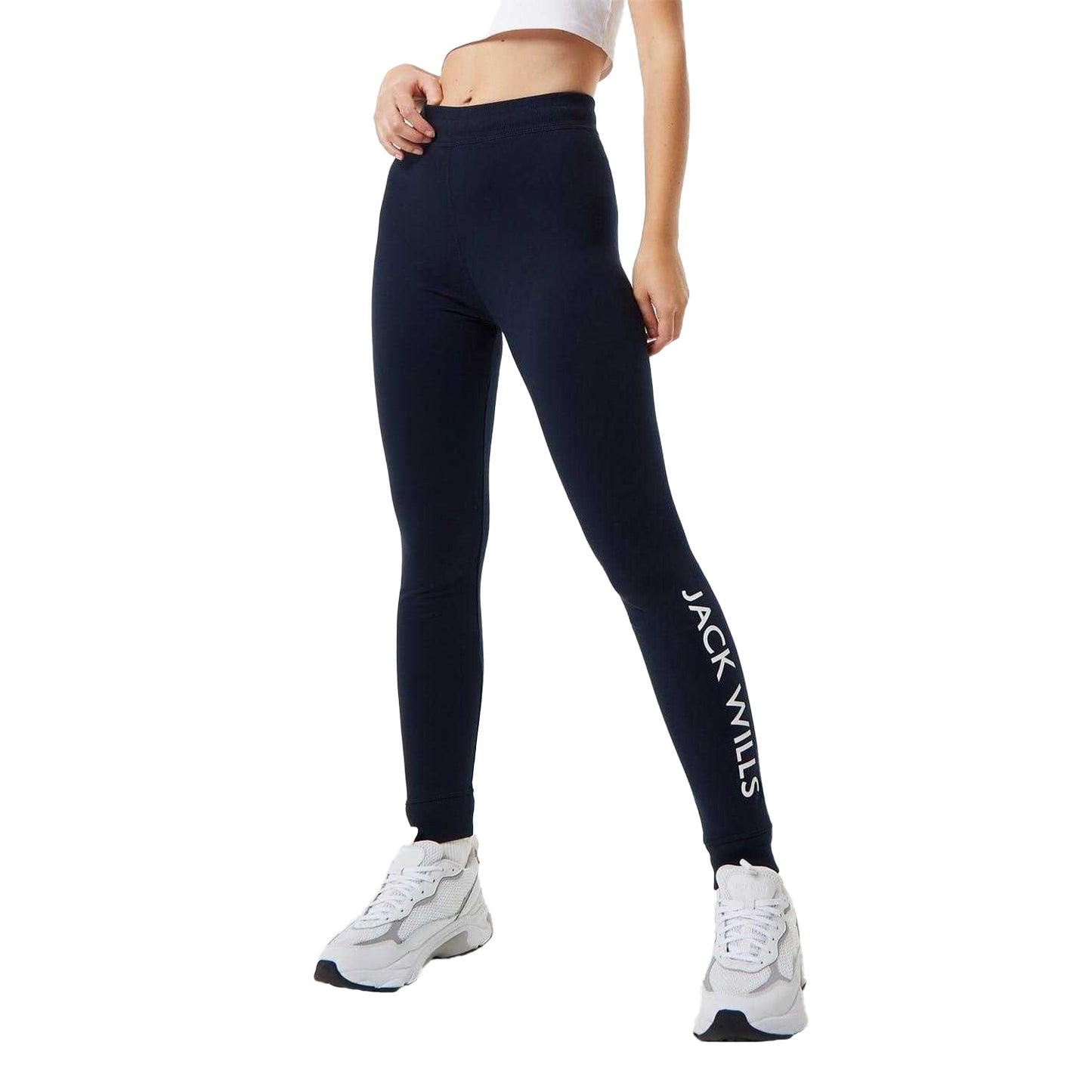 Navy - Front - Jack Wills Womens-Ladies Premium Cotton Slim Casual Joggers