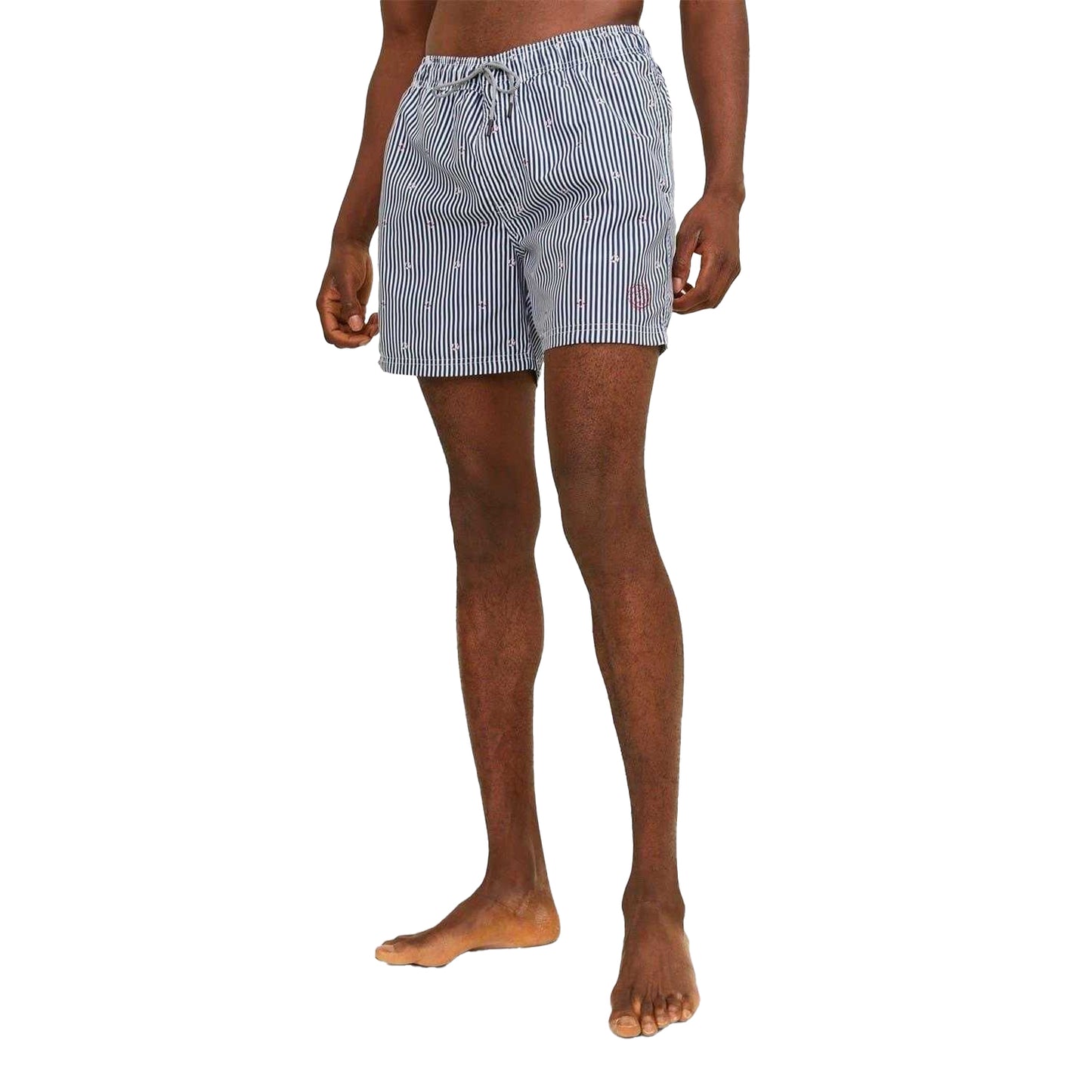 Navy Blazer - Side - Jack And Jones Mens Striped Woven Regular Swim Shorts