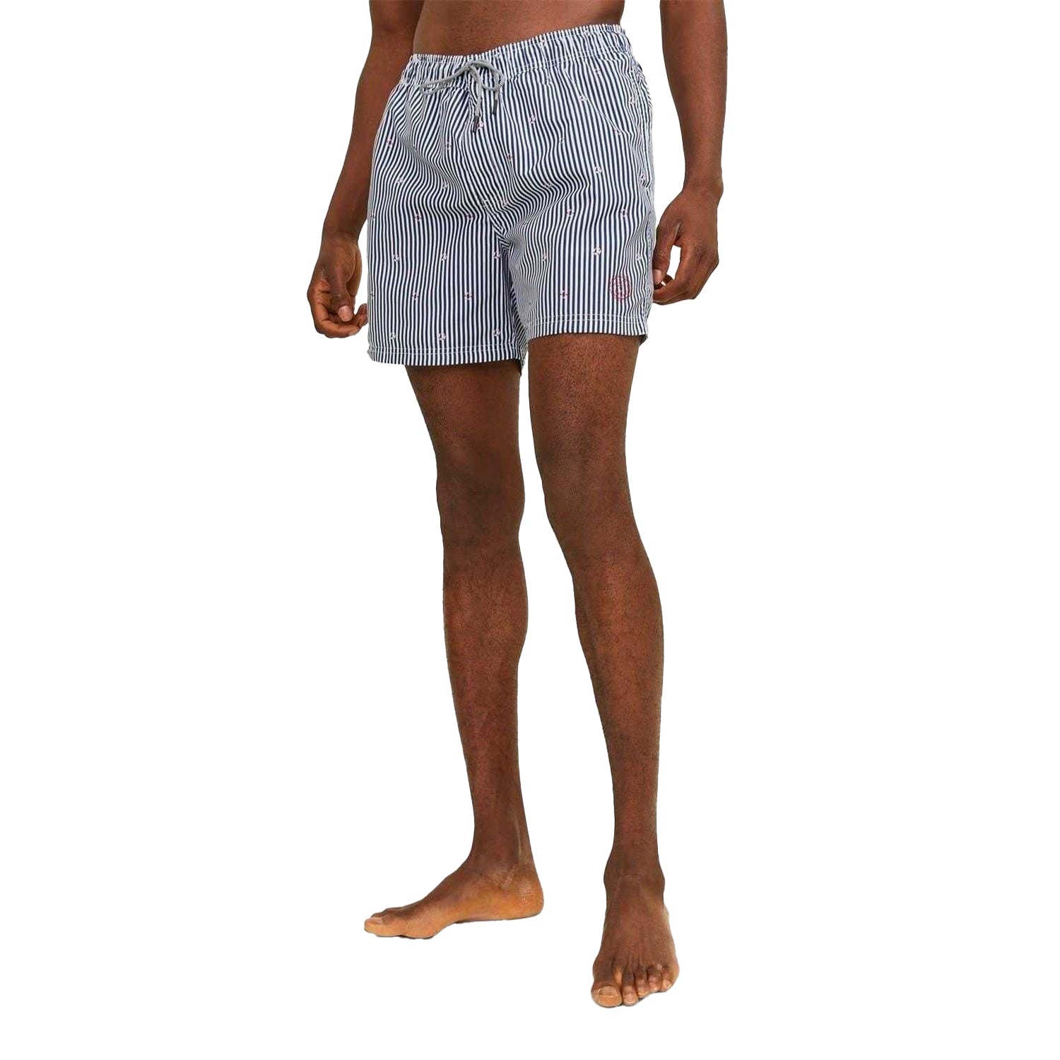 Navy Blazer - Side - Jack And Jones Mens Striped Woven Regular Swim Shorts