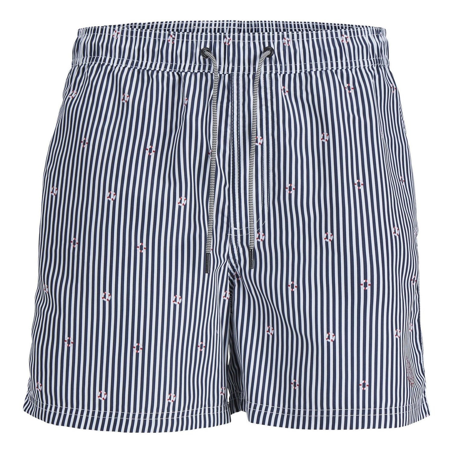 Navy Blazer - Front - Jack And Jones Mens Striped Woven Regular Swim Shorts