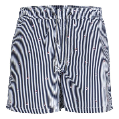 Navy Blazer - Front - Jack And Jones Mens Striped Woven Regular Swim Shorts
